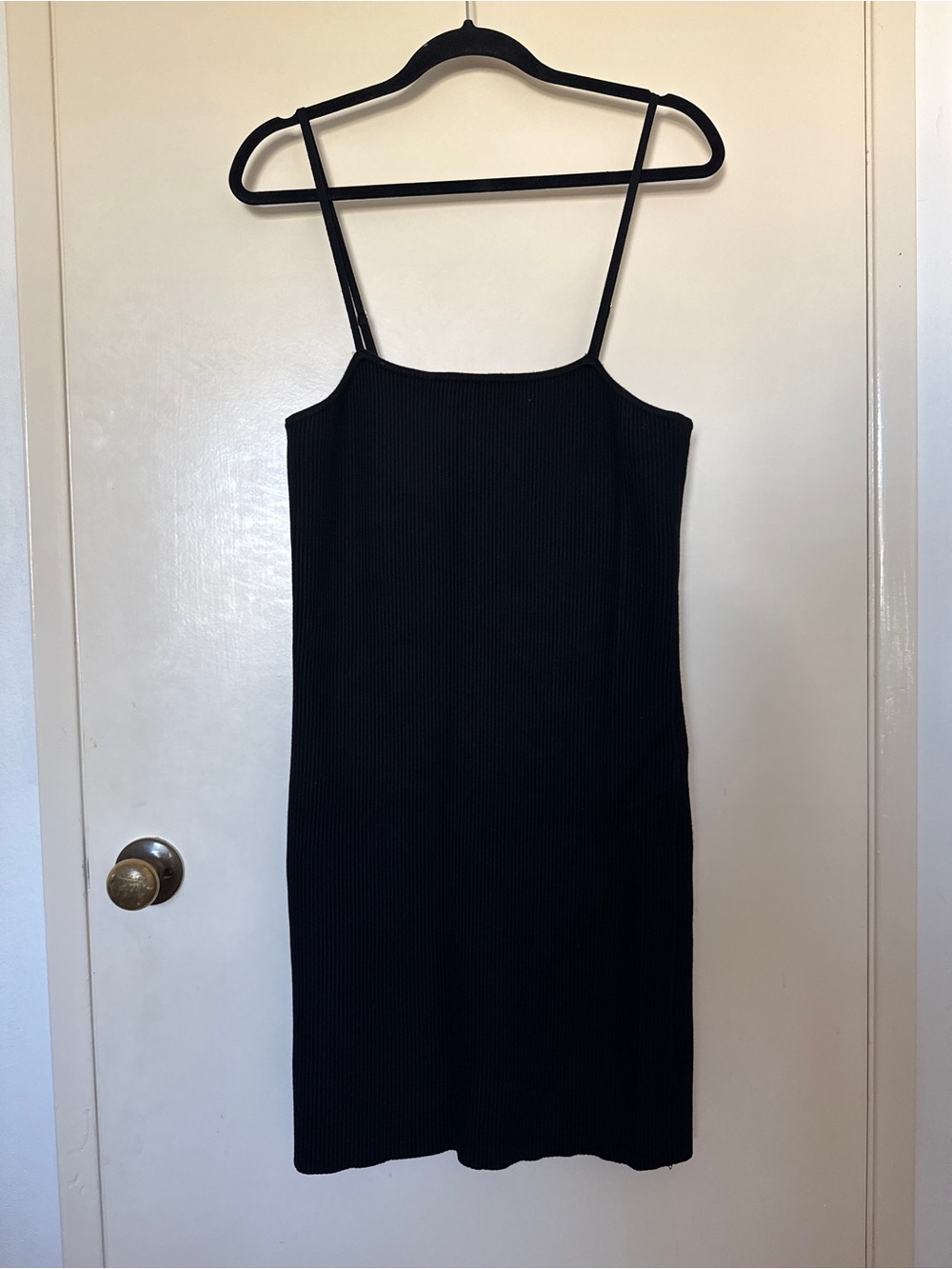 House of Harlow Ribbed Spaghetti Strap Mini Dress in Black size L